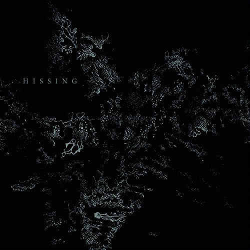 Black album cover with white abstract design and the word "HISSING" on the left.