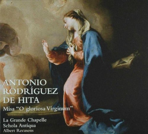 "CD cover featuring a painting of the Virgin Mary in prayer, with text overlay."