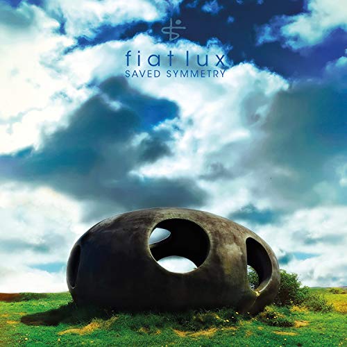 "Album cover featuring a large, dark, egg-shaped structure with circular openings in a field."