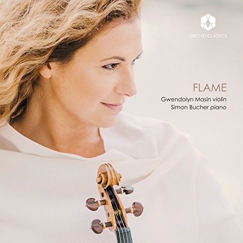"CD cover featuring a woman holding a violin, with text 'Flame' and artist names."