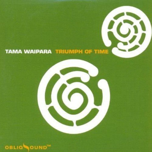 Green album cover with white spiral designs and artist/album name in white and yellow text.