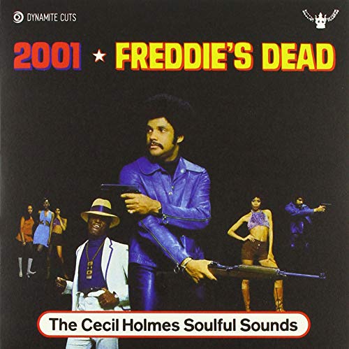 Vinyl album cover with a man in a purple suit and guns, surrounded by people.
