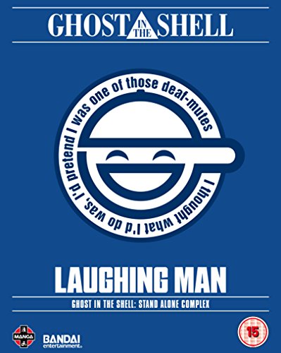 The image depicts a blue Blu-ray cover featuring a stylized smiling face.