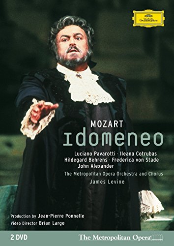 DVD cover for Mozart's Idomeneo featuring a man in 18th-century attire pointing.