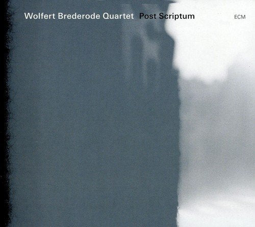 A blue and white abstract album cover with "Wolfert Brederode Quartet" and "Post Scriptum" text.