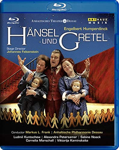 Blu-ray case cover featuring a family scene with the title "Hansel und Gretel".