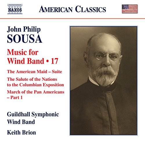"CD cover featuring sepia-toned portrait of John Philip Sousa with text and American flag."