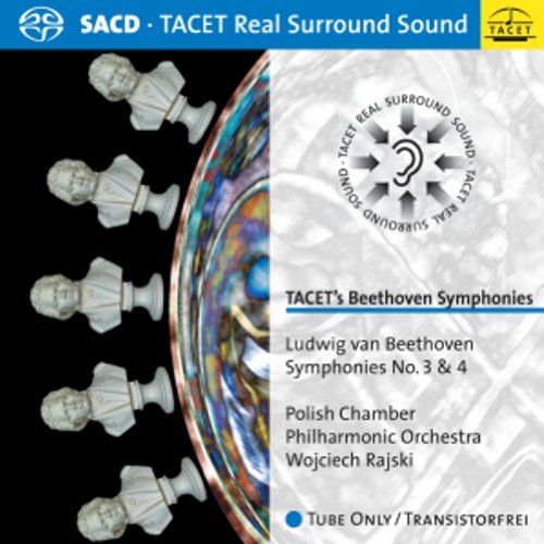 A CD cover featuring Beethoven busts and a colorful reflective disc against a black background.