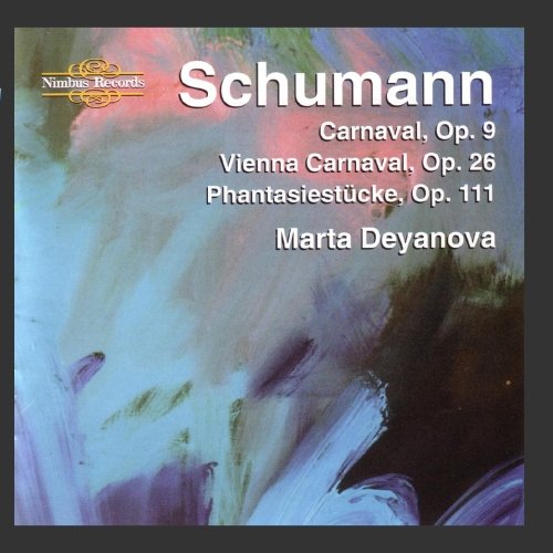 A classical music CD cover featuring abstract, multicolored floral design with white text overlay.