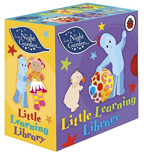 "In the Night Garden: Little Learning Library" box set with cartoon characters on yellow and purple sides.