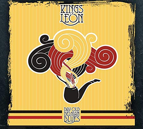 "Album cover featuring a black pipe with swirling smoke on a yellow striped background."