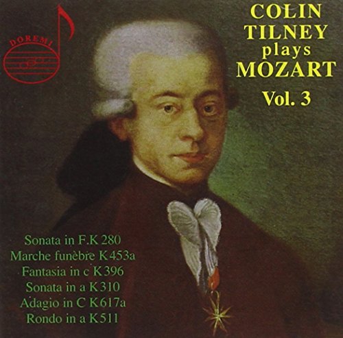 A CD cover featuring a portrait of Mozart with text listing musical compositions.