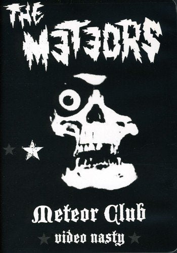 Black DVD cover with white skull and text "The Meteors, Meteor Club, video nasty".