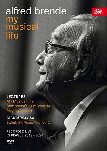 DVD cover featuring a black and white photo of Alfred Brendel wearing glasses and a lapel mic.