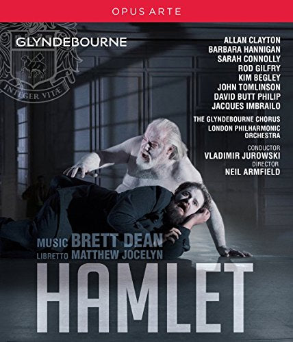 "Bluray cover of Hamlet featuring a man being strangled by a ghostly figure."