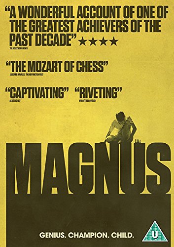 DVD cover for "Magnus" with a boy playing chess on a yellow background.