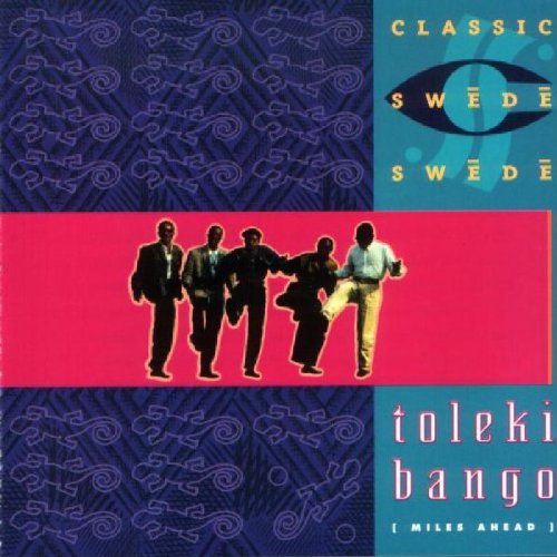 "CD cover art featuring five men dancing against a red background, with text overlays."