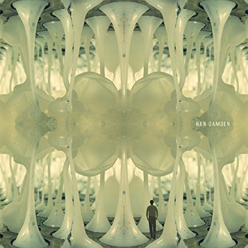 Vinyl album cover featuring a man standing among white, melting, flower-like structures.