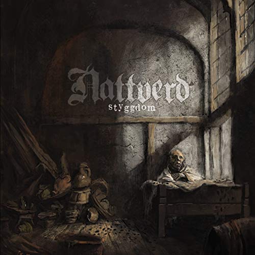 Dark medieval-themed album cover with a skeleton on a wooden bed.