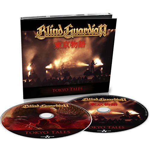 "CD case and two discs with 'Blind Guardian Tokyo Tales' artwork, featuring a concert scene."