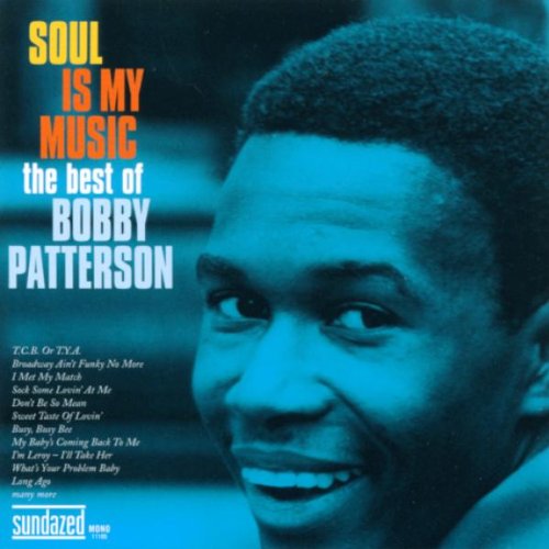 "Album cover with blue-toned portrait of Bobby Patterson and song titles listed."