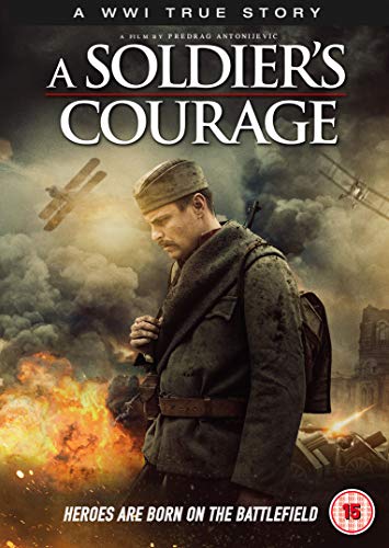 DVD cover for "A Soldier's Courage" showing a soldier amidst war with planes and fire.