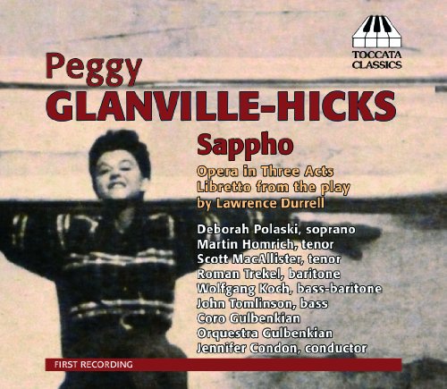CD cover for Peggy Glanville-Hicks' 'Sappho' opera, featuring a black-and-white photo of a woman.
