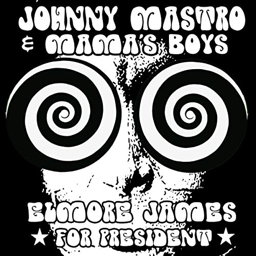 Black and white album cover with spiral eyes and bold, playful text.