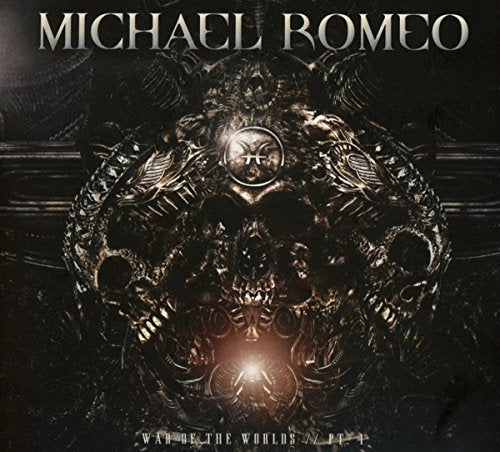 "Album cover with ornate metal skull and artist name 'Michael Romeo' in metallic font."