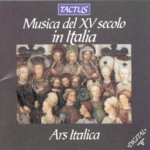 A CD cover with a painting of people in Renaissance clothing on a grey background.