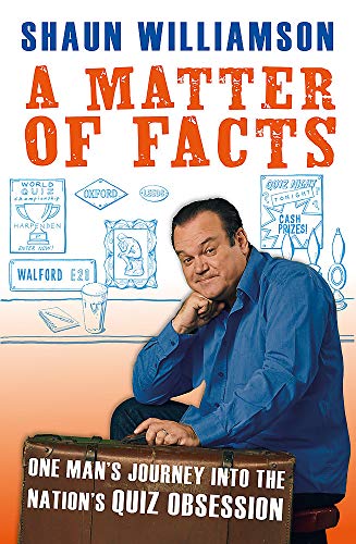 Book cover featuring a man sitting on a trunk with quiz-themed illustrations.
