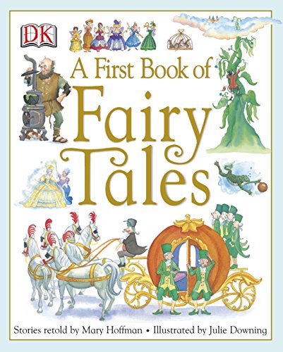 "A First Book of Fairy Tales" cover featuring fairy tale characters and a horse-drawn carriage.