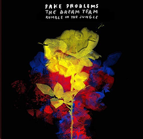 Vinyl album cover featuring a yellow rose with blue and red leaves on a black background.