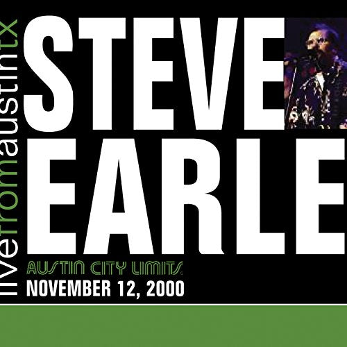 "CD cover with 'STEVE EARLE' in large white text and a man singing into a microphone."