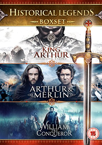 "Box set cover featuring historical figures and a sword, with medieval battle scenes."