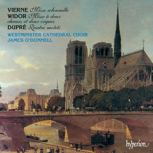 "CD cover featuring a cathedral illustration and text listing musical compositions and performers."