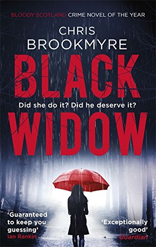 "Book cover featuring a woman in black holding a red umbrella in a dark forest."