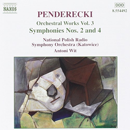 CD cover with abstract face artwork and text "Penderecki Orchestral Works Vol. 3".