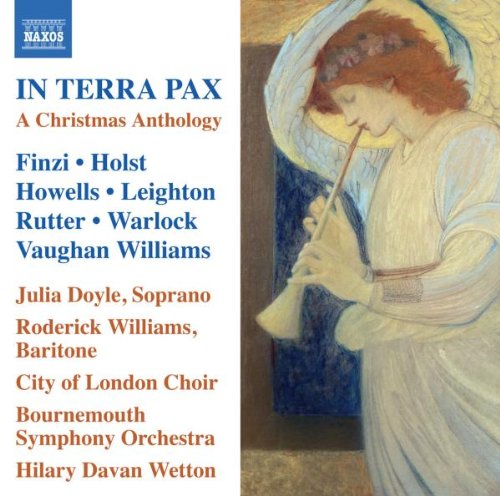 "Album cover featuring an angel playing a trumpet, with white background and blue logo."
