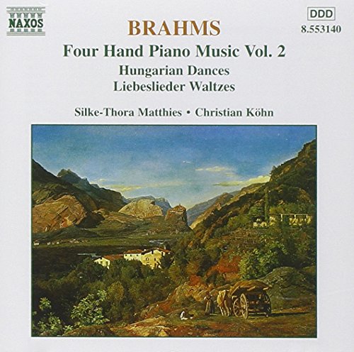 Brahms CD cover featuring a landscape painting with mountains and a cart.