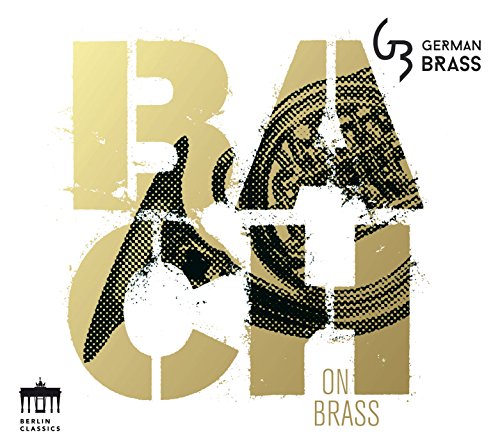 "Album cover with 'BACH' in large gold letters and 'ON BRASS' in smaller text."