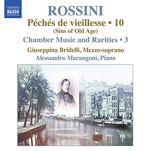 "CD cover with Rossini portrait and canal scene, white background, NAXOS logo."