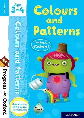 "Children's workbook cover featuring a cartoon green monster on a blue background."