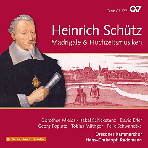 Red CD cover with portrait of man and cityscape illustration.