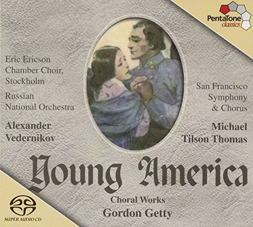 CD cover with oval illustration of man and woman, beige background, and black text.