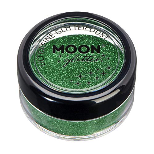 Classic Ultrafine Glitter Dust by Moon Glitter - Green - Cosmetic Festival Makeup Glitter for Face, Body, Nails, Hair, Lips - 5g