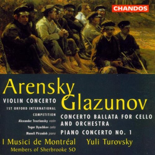 "CD cover featuring a painting of men in a boat, with text listing musical compositions."