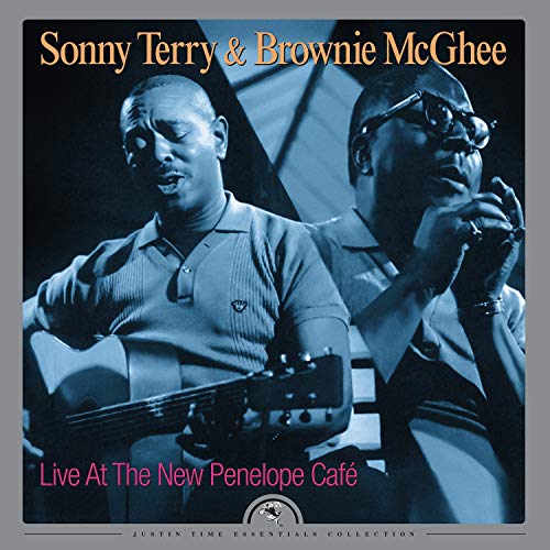 Vinyl album cover featuring blue-toned image of two musicians, Sonny Terry and Brownie McGhee.