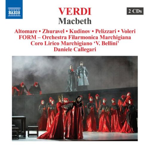 "CD cover featuring a dramatic opera scene with red-robed performers on a dark stage."