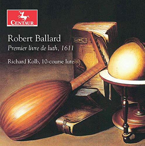 "CD cover featuring a lute, books, and a globe on a table."